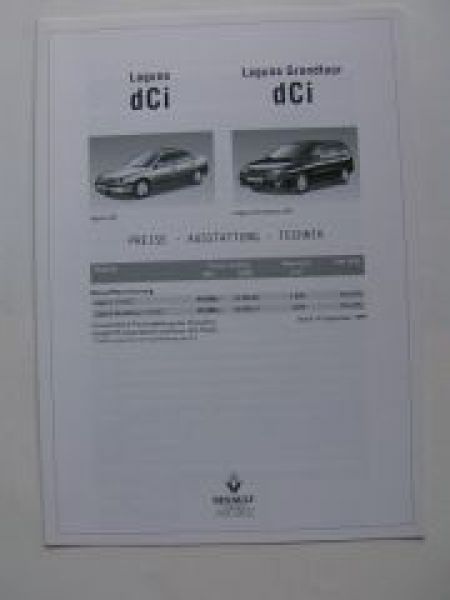 Renault Laguna dCi +Grandtour Preisliste 14.September 1999