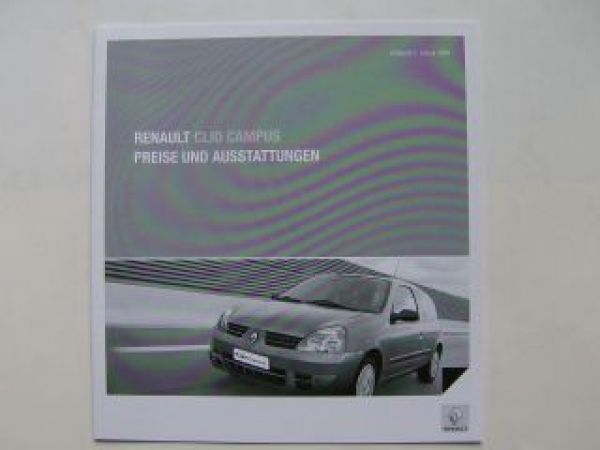 Renault Clio Campus Preisliste & Ausstattungen 1.1.2008