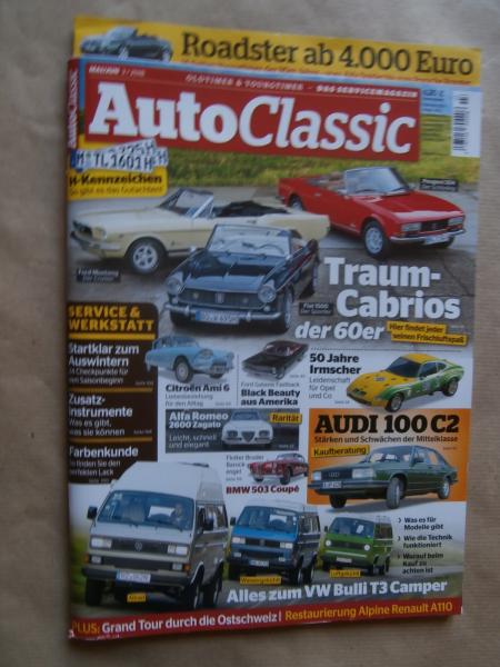 AutoClassic 3/2018 Mustang Cabrio vs. Fiat 1500 vs. 504 Cabrio, 50 Jahre Irmscher, Citroen Ami6, 2600 Zagato, BMW 503 Coupé