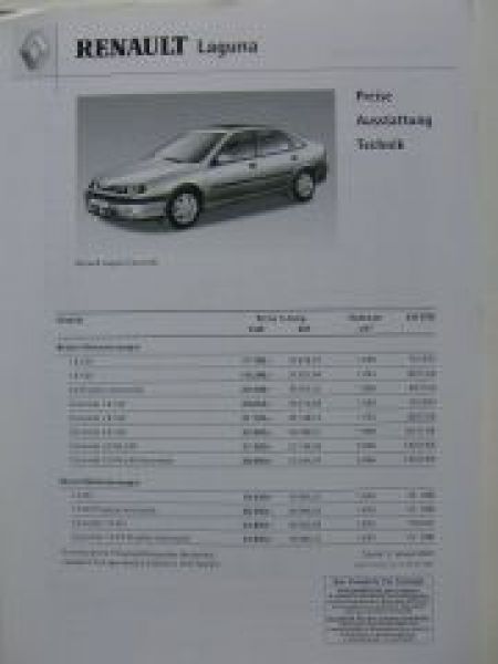 Renault Laguna +Concorde Preisliste 2.Januar 2001 NEU