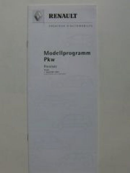 Renault Preisliste PKW 1.September 2001 NEU