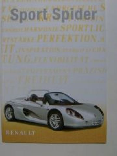 Renault Sport Spider Prospekt November 1997 Poster NEU