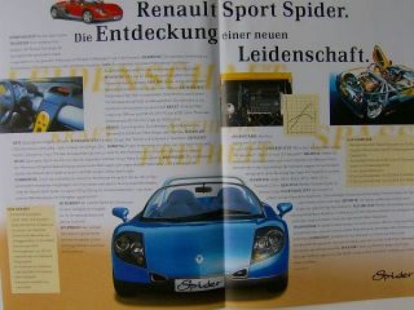 Renault Sport Spider Prospekt November 1997 Poster NEU