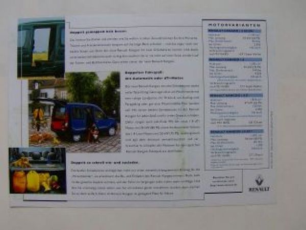 Renault Kangoo Prospektblatt September 1999