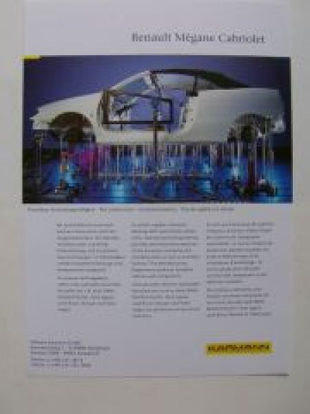 Renault Megane Cabriolet Karmann Prospektblatt NEU Typ BA