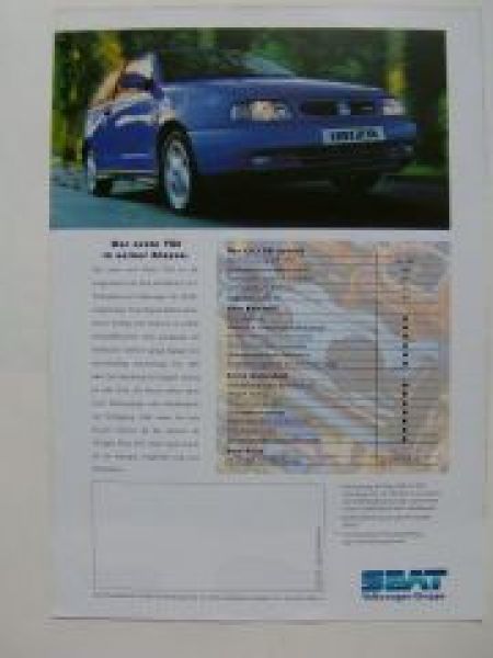 Seat Ibiza TDI Prospektblatt Rarität Oktober 1996 NEU