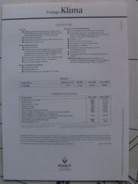 Renault Twingo Klima Preisliste 1.März 1999
