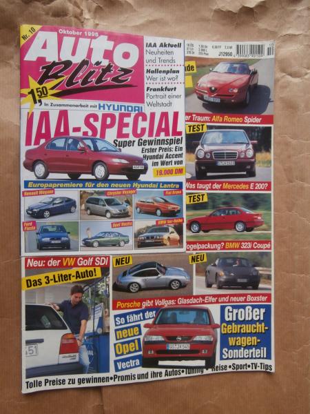 Auto Blitz 10/1995 VW Golf SDI, BMW 323i Coupé E36, E200 Classic W210,Alfa Romeo Spider,