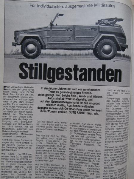 Gute Fahrt 2/1978 Porsche 928,VW 181 Kübel, Neue Prüfungsordnung Tüv Rheinland,