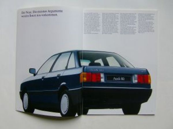 Audi 80 der Neue. +Katalysator Prospekt Oktober 1986 (Typ 89)