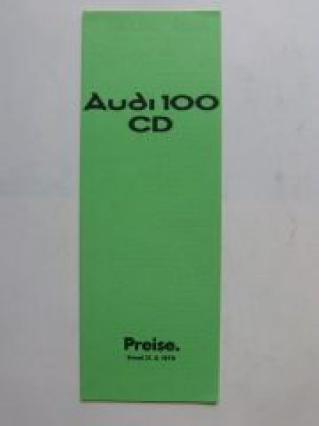 Audi Preisliste 100 CD 21. August 1978