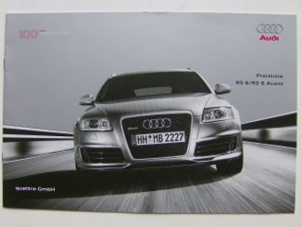 Audi Preisliste RS 6 /Avant März 2009 NEU