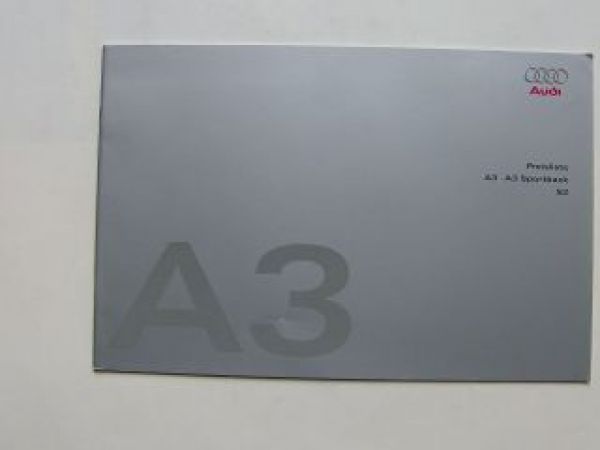 Audi Preisliste A3 +Sportback +S3 August 2006 NEU