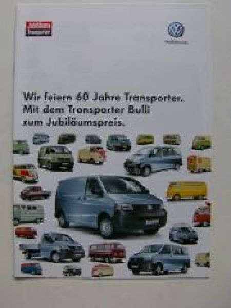 VW Jubiläums Transporter T5 T4 T3 T2 T1 Prospekt 9/2007