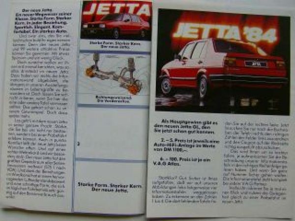 VW Jetta Prospekt 19E Infoheft 1984 Rarität