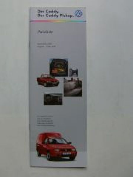 VW Preisliste Caddy. Pickup 9K9A 9U7 Mai 1999 NEU