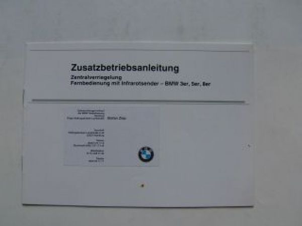 Zusatzbetriebsanleitung ZV Fernbedienung 3er, 5er, 8er 1994