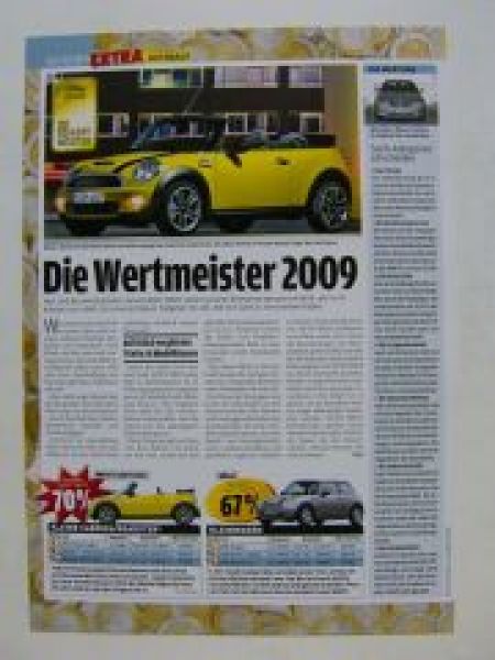 BMW Mini Cooper Cabrio Auto Bild Prospektblatt 2/2009 NEU