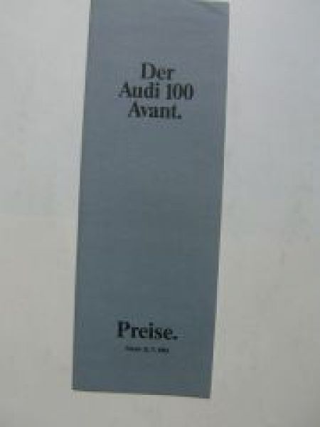 Audi Preisliste 100 Avant Typ44 12.September 1983