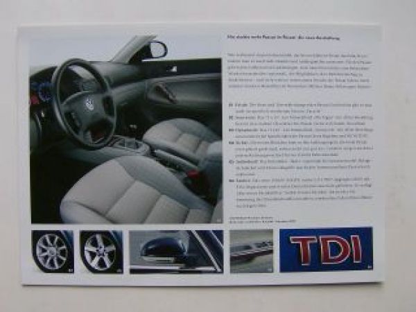 VW Passat +Variant Prospektblatt September 2003 3B3 3B6