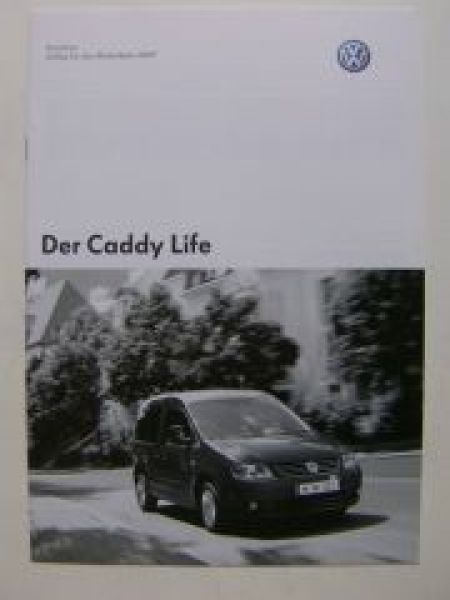 VW Preisliste Caddy Life 2KB 2KJ August 2006 NEU