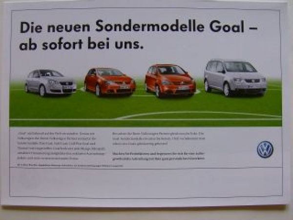 VW Goal Sondermodelle Prospekt Polo Golf Golf Plus Touran