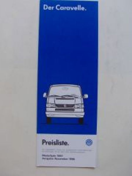VW Preisliste Caravelle +GL  November 1996 T4