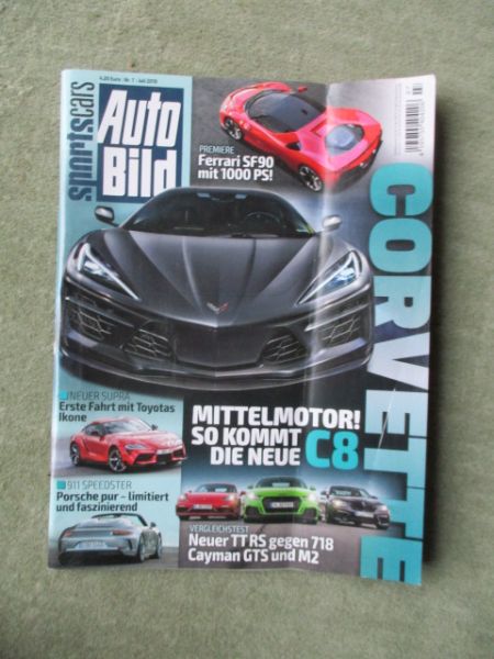 Auto Bild sportscars 7/2019 Corvette C8,Audi TT RS vs. M2 Competion F87 vs. 718 Cayman GTS,BMW X2 F39 M35i,