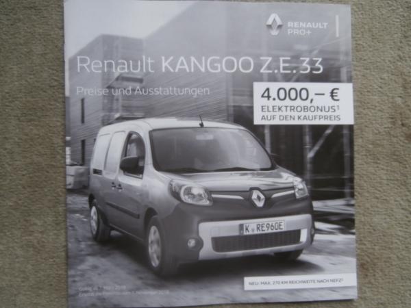 Renault Kangoo Z.E.33 2-sitzer 5-sitzer Doppelkabine 3/2019