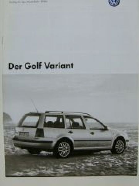 VW Preisliste Golf4 Variant 1J5 Oktober 2005