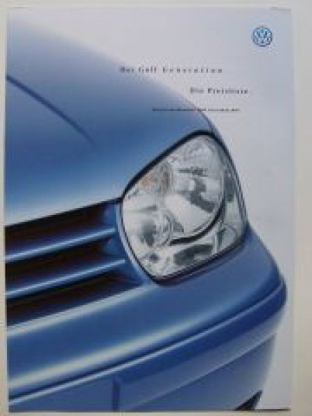VW Preisliste Golf4 Generation Mai 1999 NEU 1J1