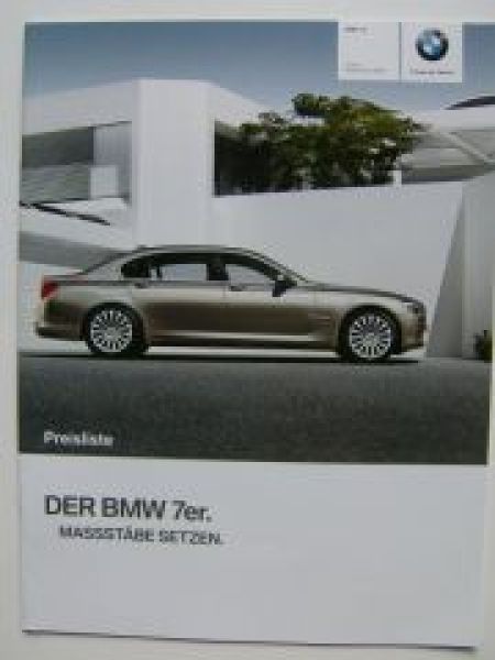 BMW Preisliste 7er F01 F02 +xDrive +ActiveHybrid7 9/2009