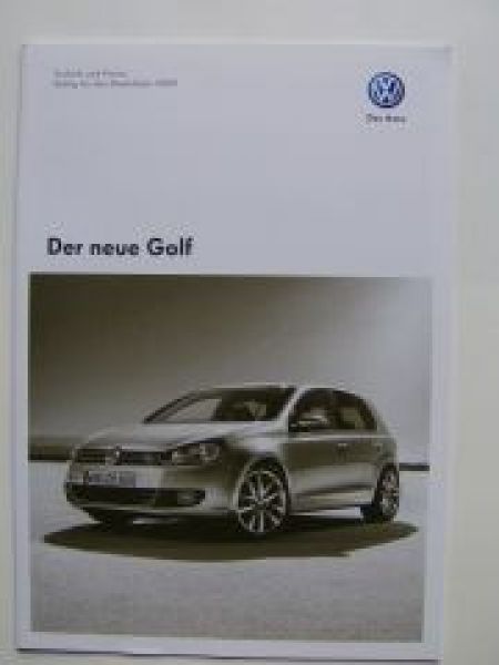 VW Preisliste Golf6 März 2009 NEU