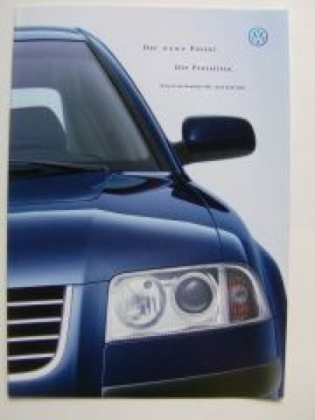 VW Preisliste Passat Limousine  September 2000 3B3 NEU