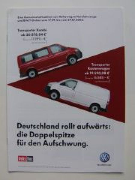VW T5 Volksbus Kombi Transporter Prospekt September 2005