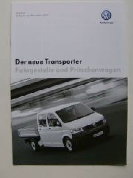 VW Preisliste T5 Transporter Fahrgestelle Pritsche Oktober 2003