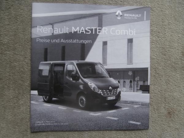 Renault Master Combi 9-Sitzer Combi 17-Sitzer Bus L1H1 L2H2 Preisliste 15.Juli 2016