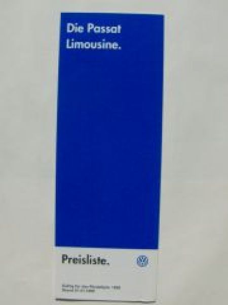 VW Preisliste Passat Limousine Januar 1999 3B2