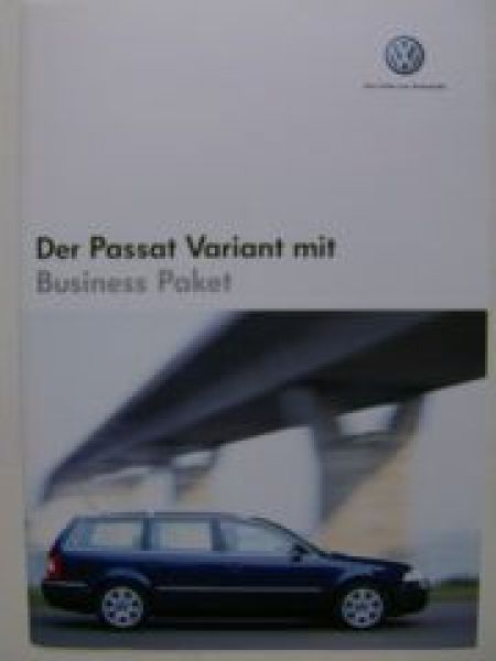 VW Passat & Variant Business Paket Prospekt Oktober 2003 3B3 3B6