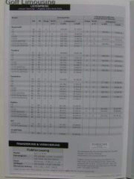 VW Preisliste Golf4 1J1 Prospekt Österreich September 2000