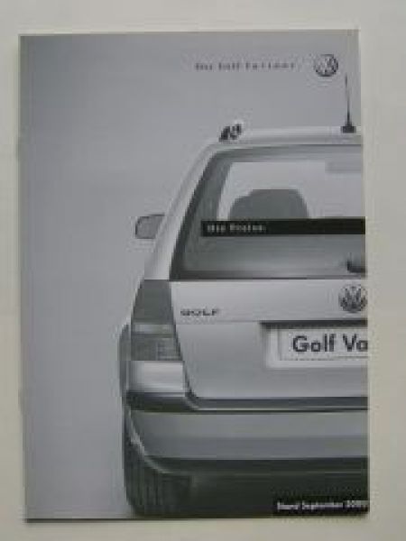 VW Preisliste Golf4 Variant 1J5 September 2000 Österreich