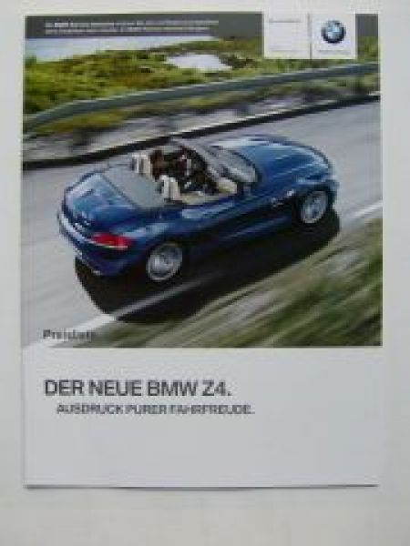 BMW Preisliste Z4 Roadster E89 September 2009 sDrive 23i-35i