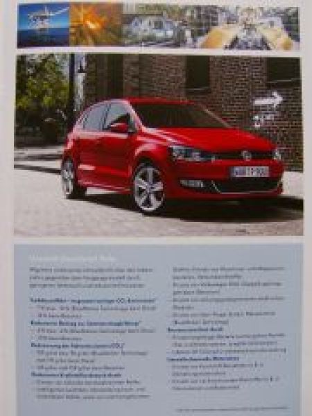 VW Polo Umweltprädikat Prospekt Juni 2009 Blue Motion