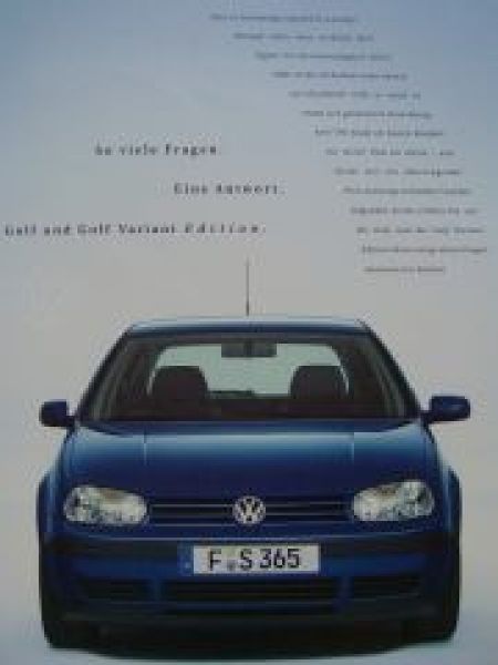 VW Golf4 & Variant Edition Prospekt Juni 2000 1J1 1J5
