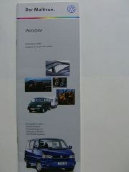 VW Preisliste T4 Multivan Mai 1999 NEU