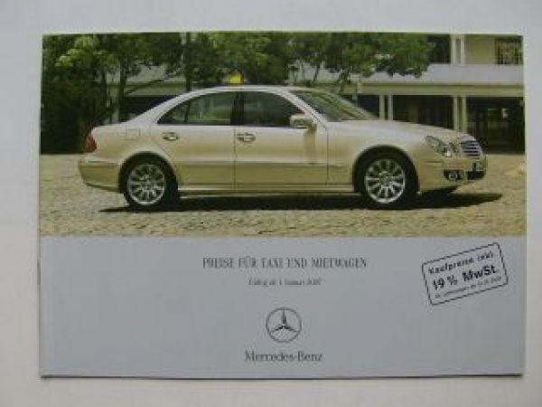 Mercedes Benz Preisliste Taxi und Mietwagen Januar 2007