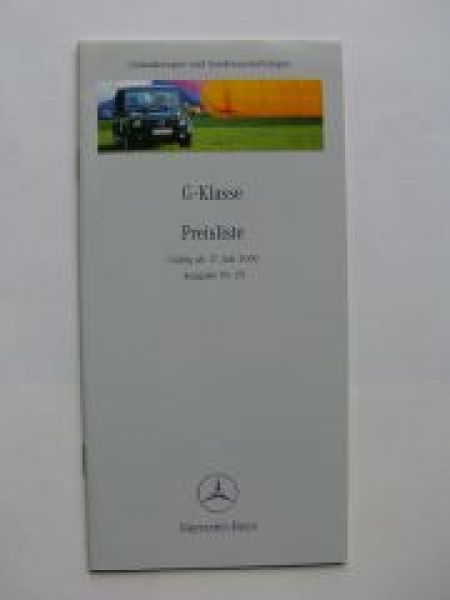 Mercedes Benz Preisliste BR461 BR463 Juli 2000 Nr.25