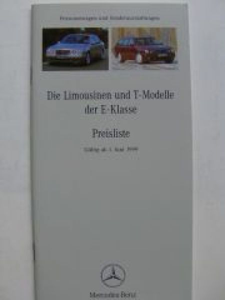 Mercedes Benz Preisliste E-Klasse W210 Juni 1999