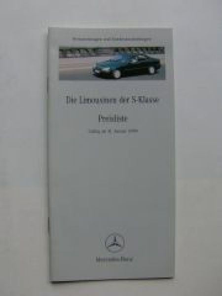 Mercedes Benz Preisliste S-Klasse W220 Januar 2000 NEU