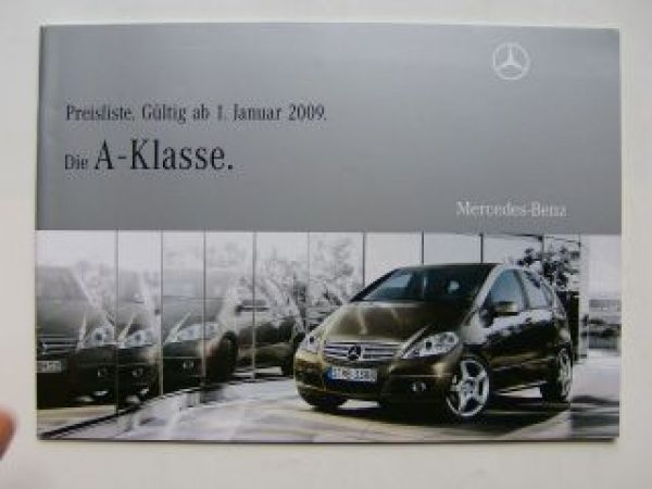 Mercedes Benz Preisliste A-Klasse BR169 Januar 2009 NEU